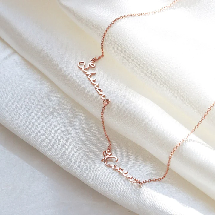 CUSTOM DEUX NAME NECKLACE - SOLID 14K | 18K GOLD